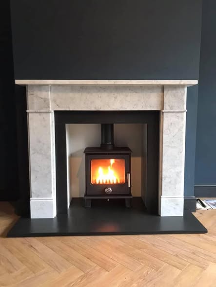Bowfell Stove Fireplace Makeover with Lit Beam