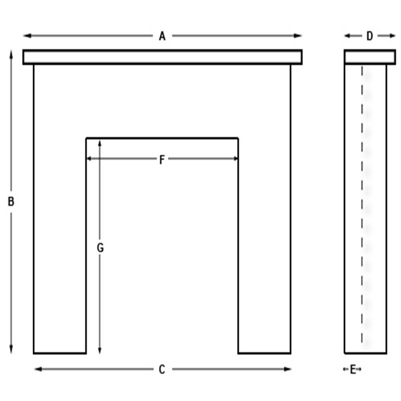 Durham fire surround dimensions