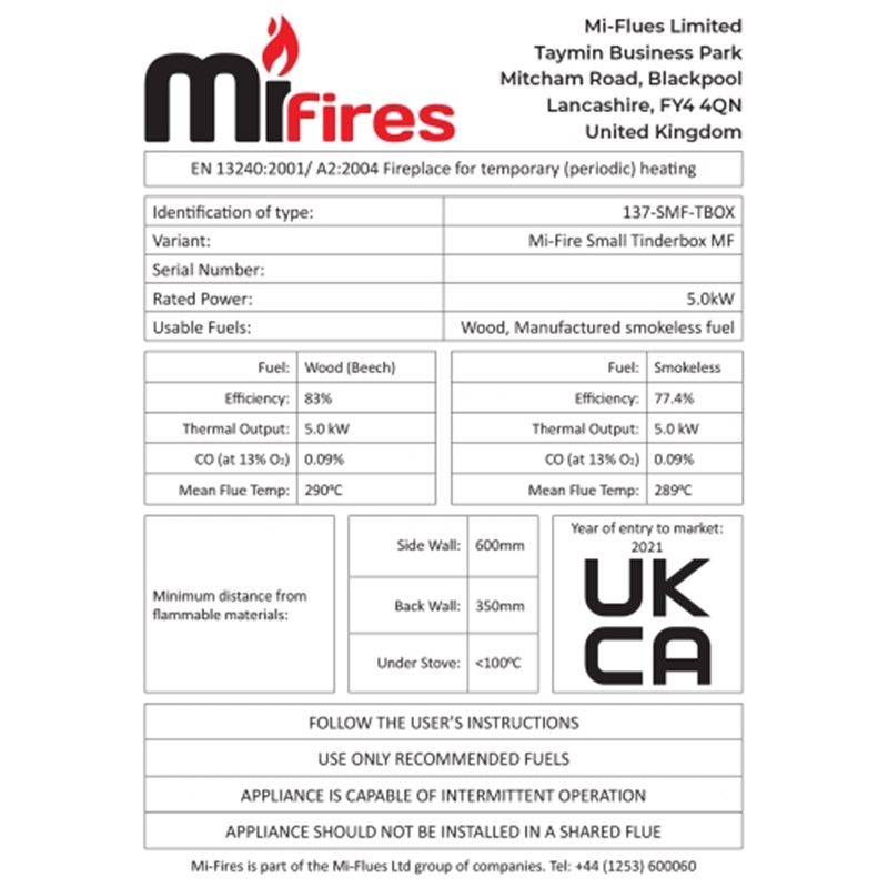 Small Tinderbox Data Sheet